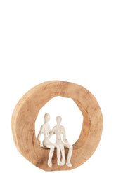 Figure Couple Seat Mango Wood/Aluminium Natural/White