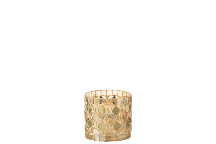 Porte-bougies à réchaud Mosaic Glass Gold Small - (16860)
