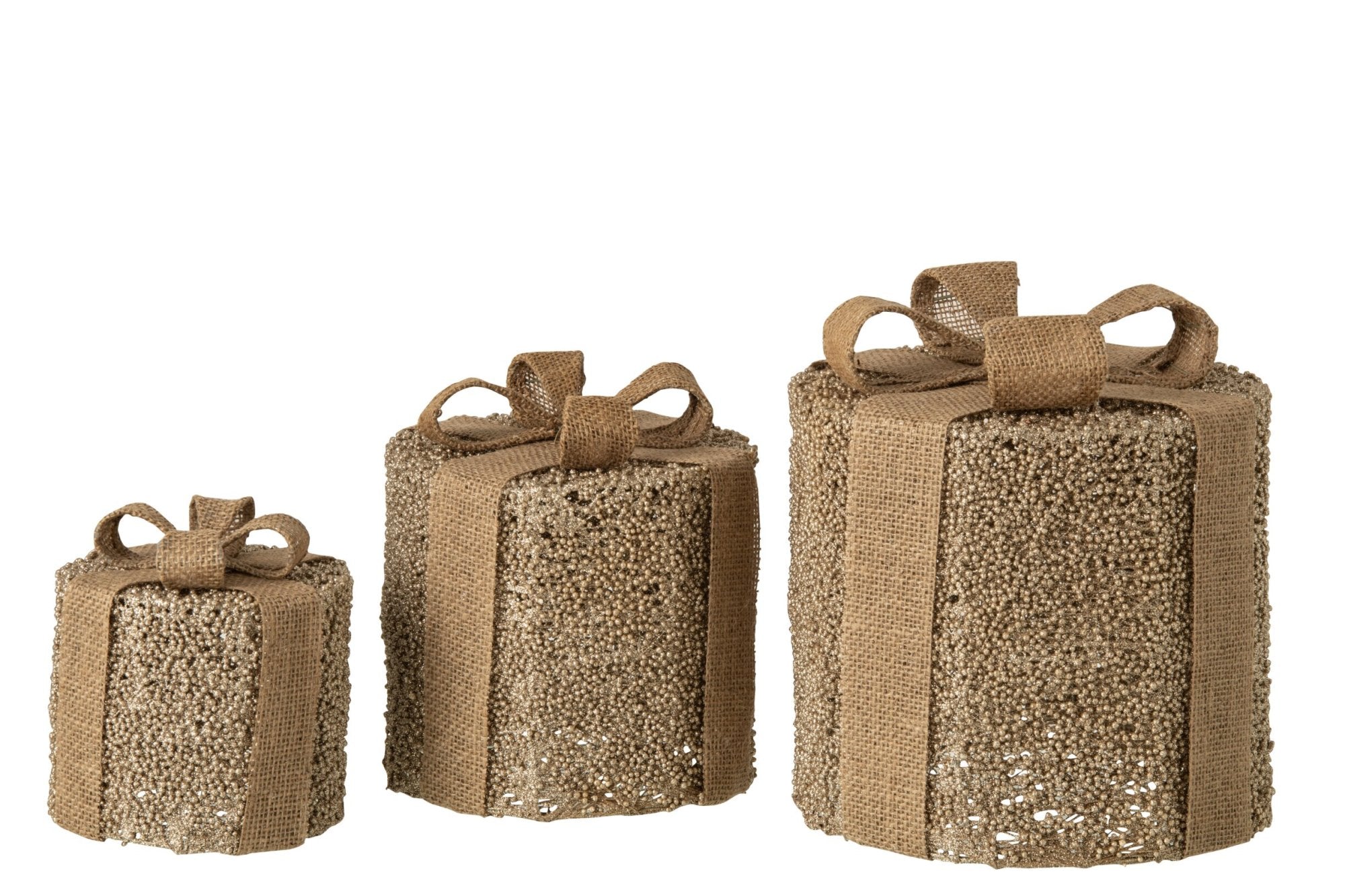 Set Van 3 Cadeau Glitters Ijzer Goud/Naturel - (266720)
