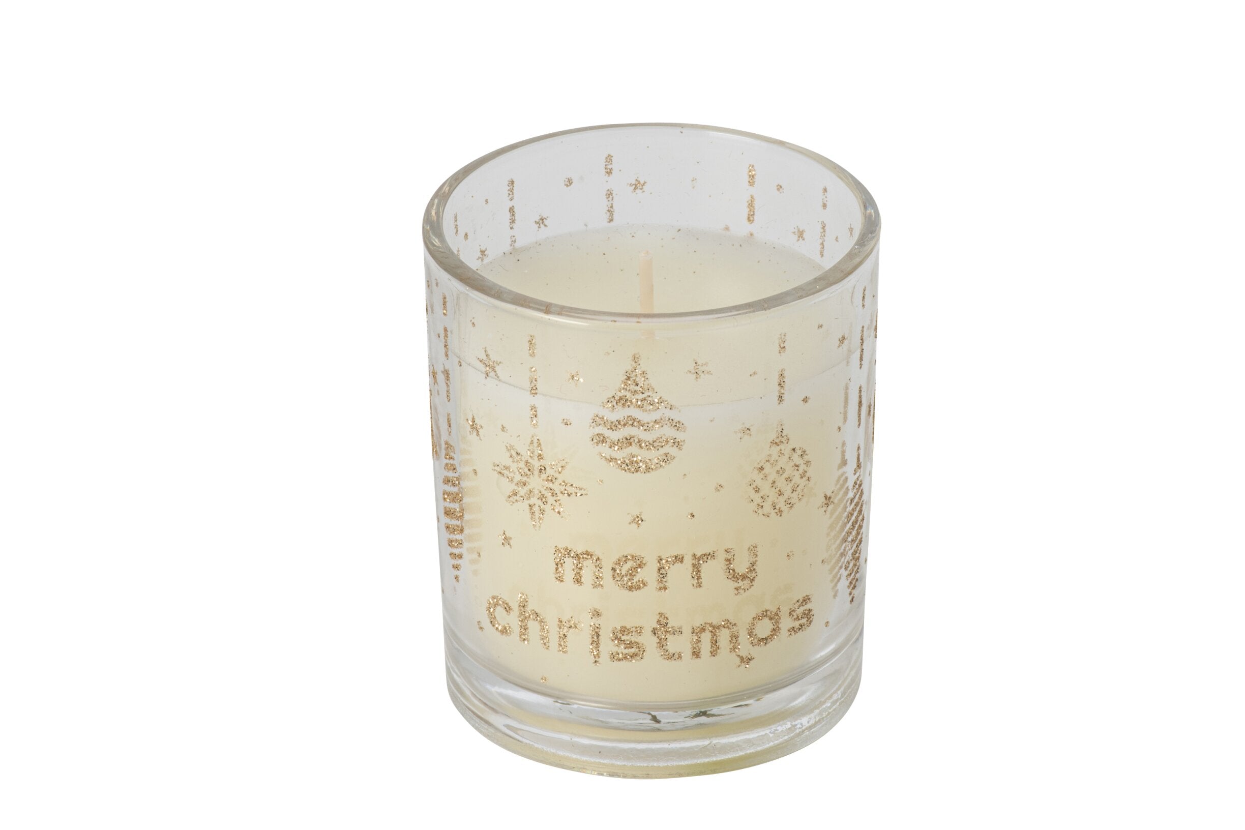 Kaarshouder Merry Christmas Glas Transp/Goud - (268340)