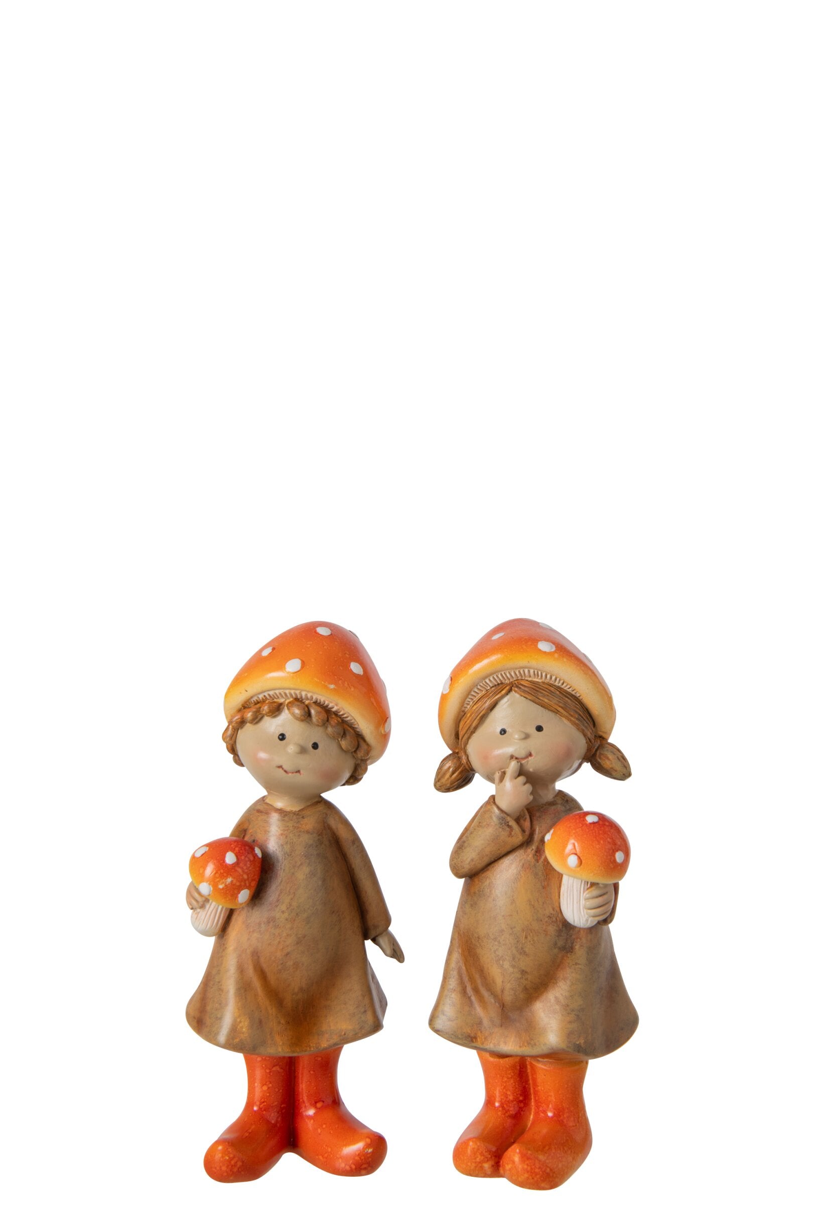 Jongen/Meisje Paddenstoel Polyresin Beige/Oranje S - (269644)