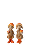 Jongen/Meisje Paddenstoel Polyresin Beige/Oranje S - (269644)