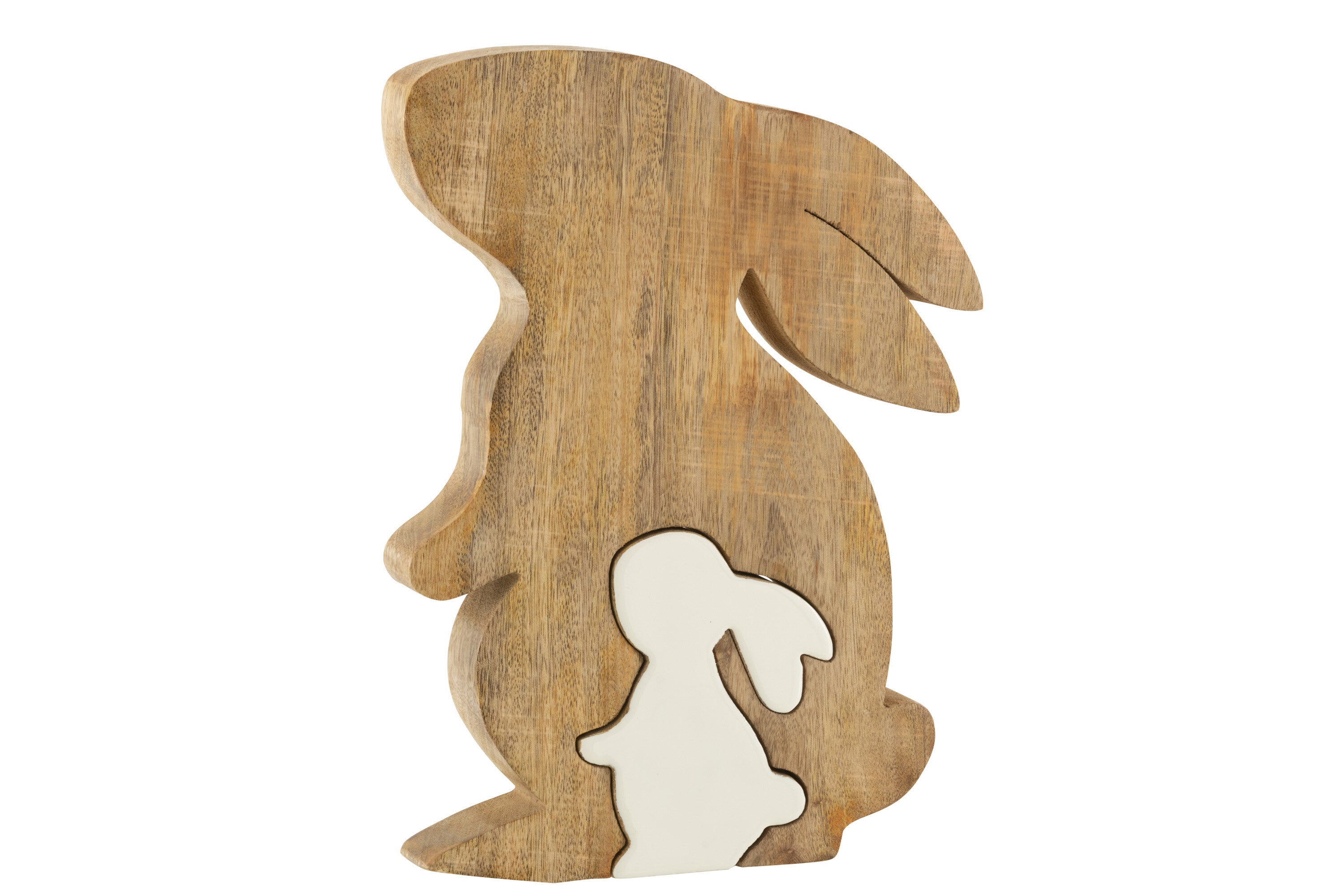 Profil de lapin Silhouette Bois de manguier Blanc/Nat L - (40146)