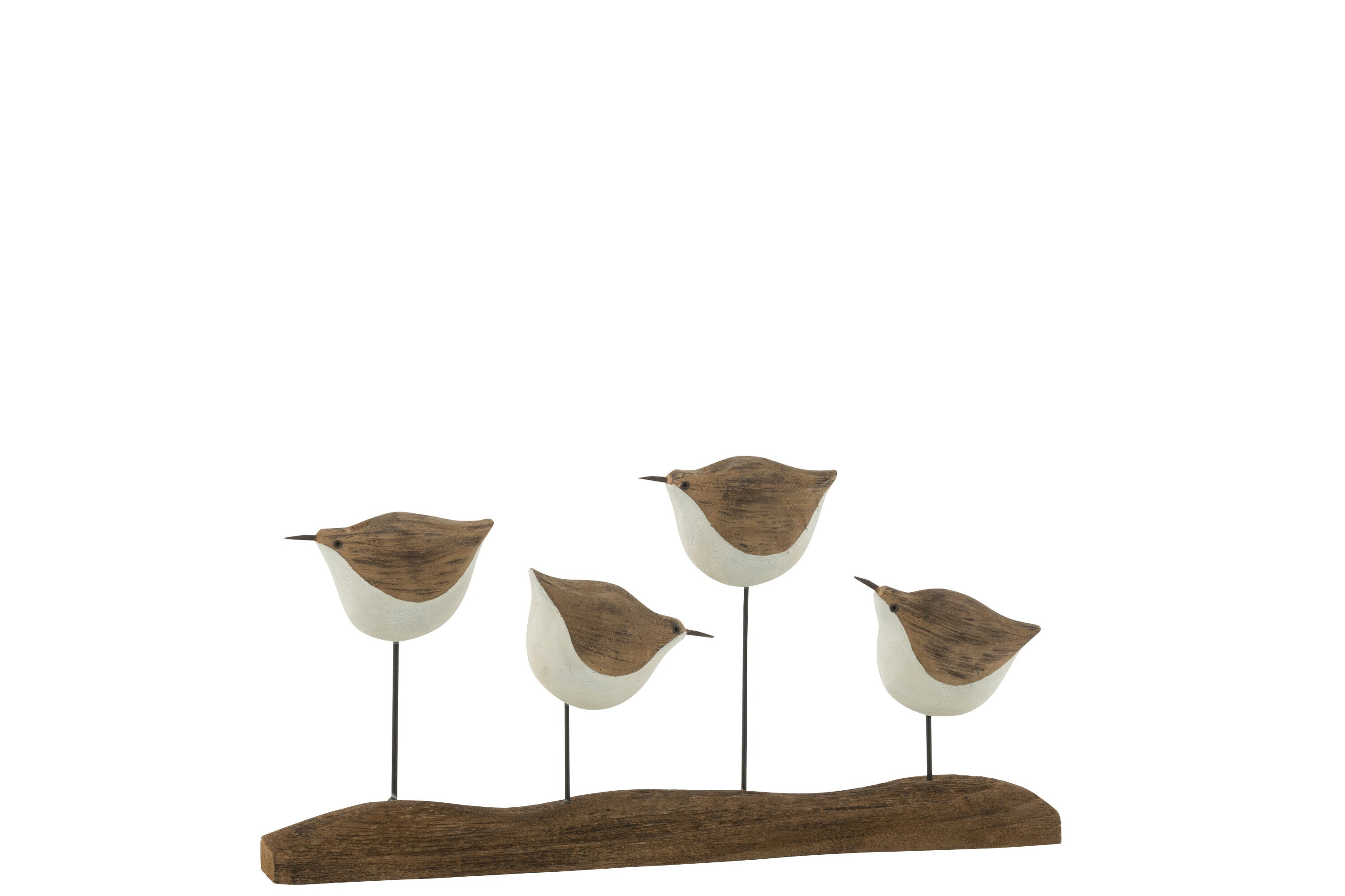 4 oiseaux sur pied en bois de paulownia naturel - (40348)