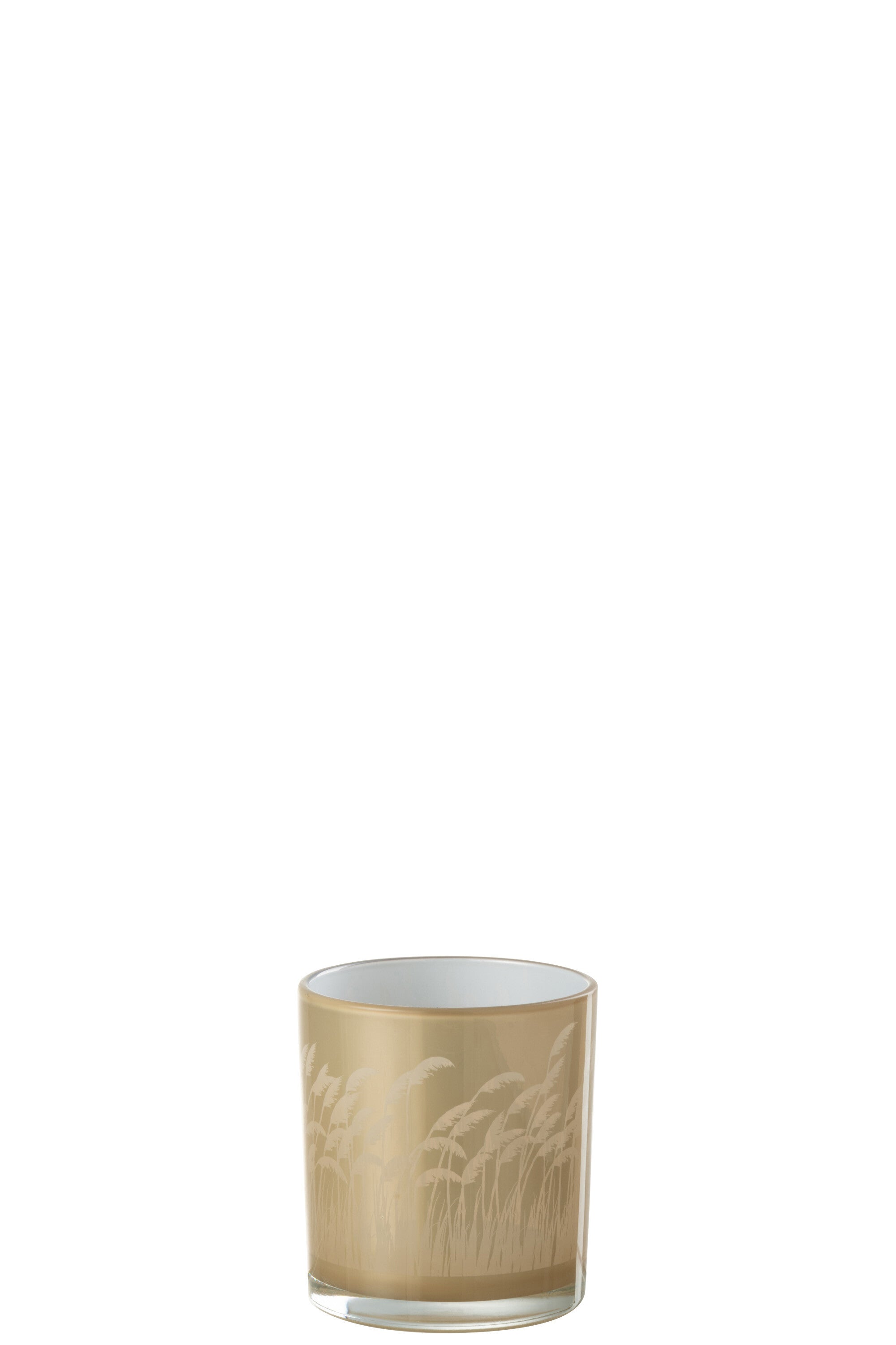Tea Light Holder Pampas Glass Beige/White - (42569)