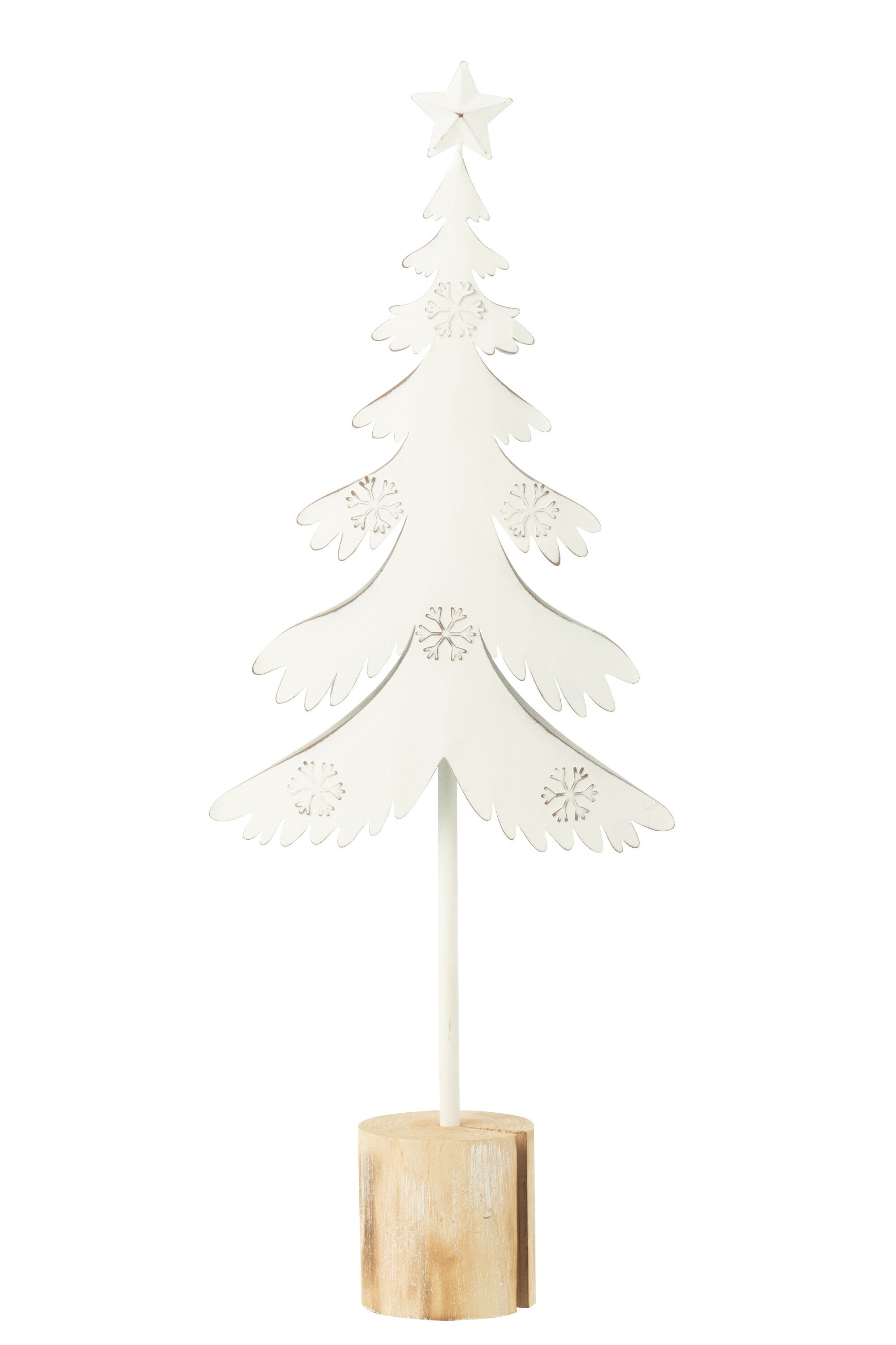 Kerstboom Op Voet+Ster Met/Ht Wit L (19X7,5X52Cm) - (47216)