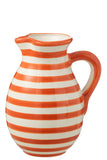 Kruik Grana Streep Wit Oranje L (20X20X26Cm) - (52176)