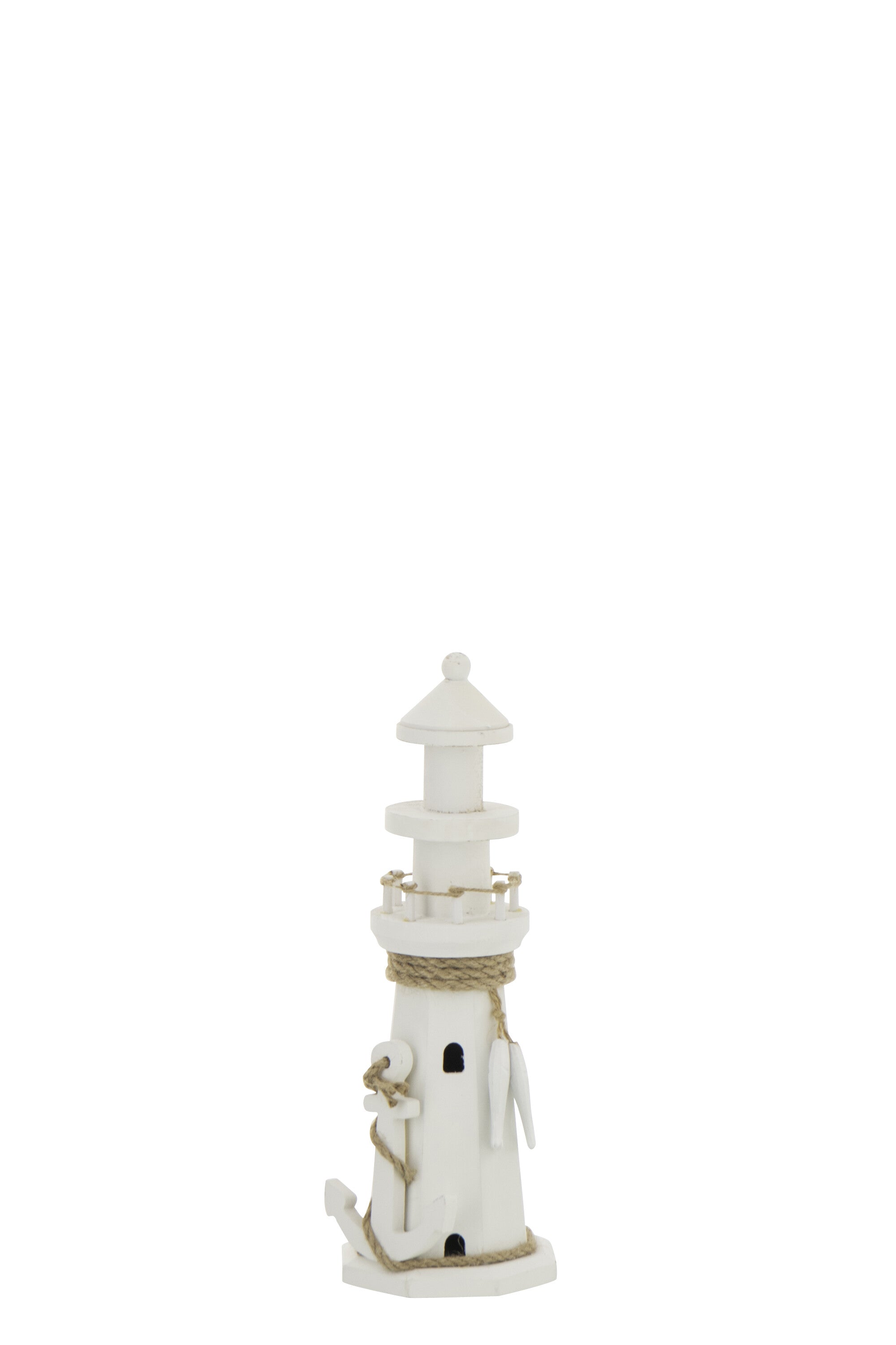 Vuurtoren Decoratief Mdf/Touw Wit Small - (60636)