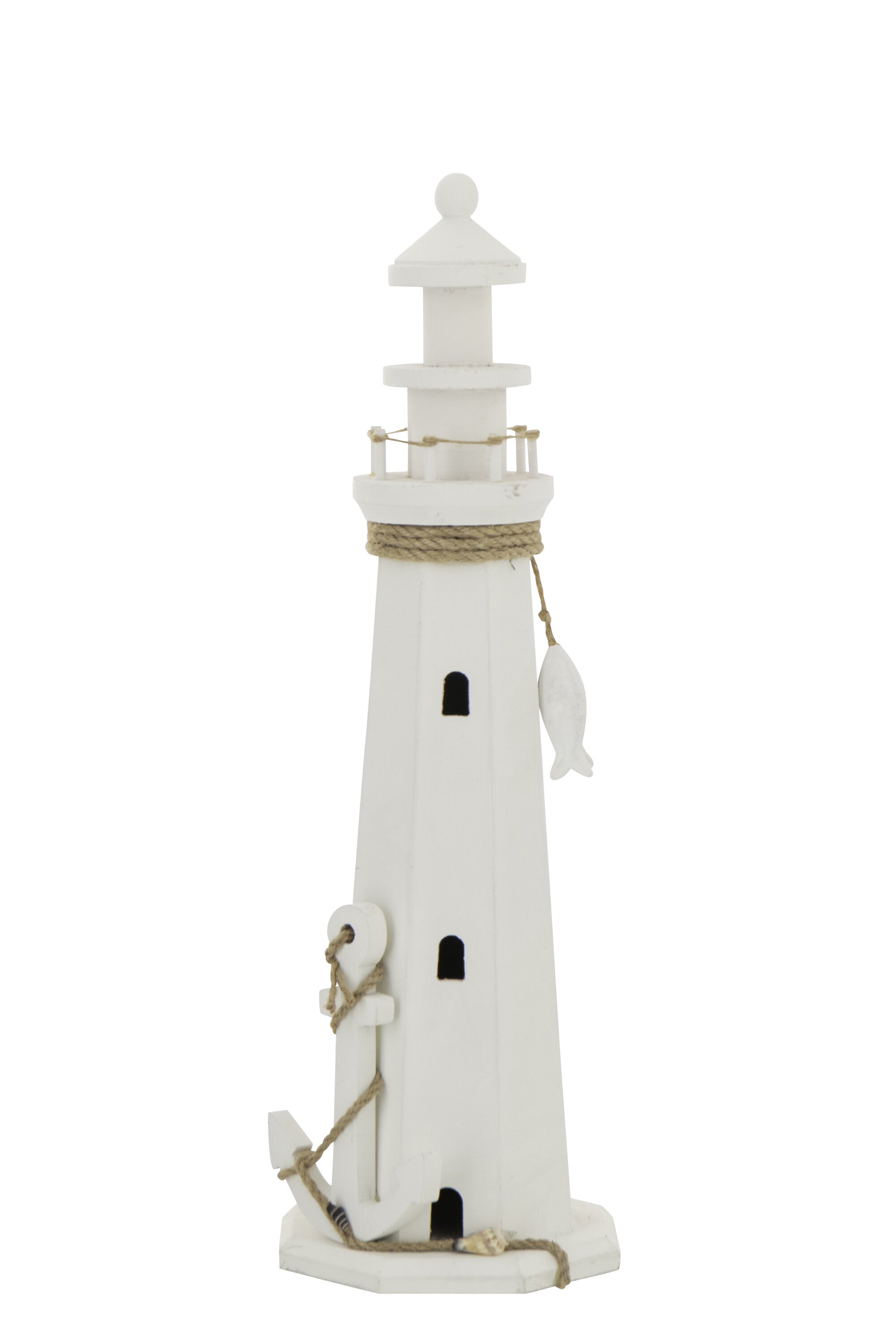 Vuurtoren Decoratief Mdf/Touw Wit Large - (60637)