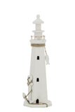 Vuurtoren Decoratief Mdf/Touw Wit Large - (60637)