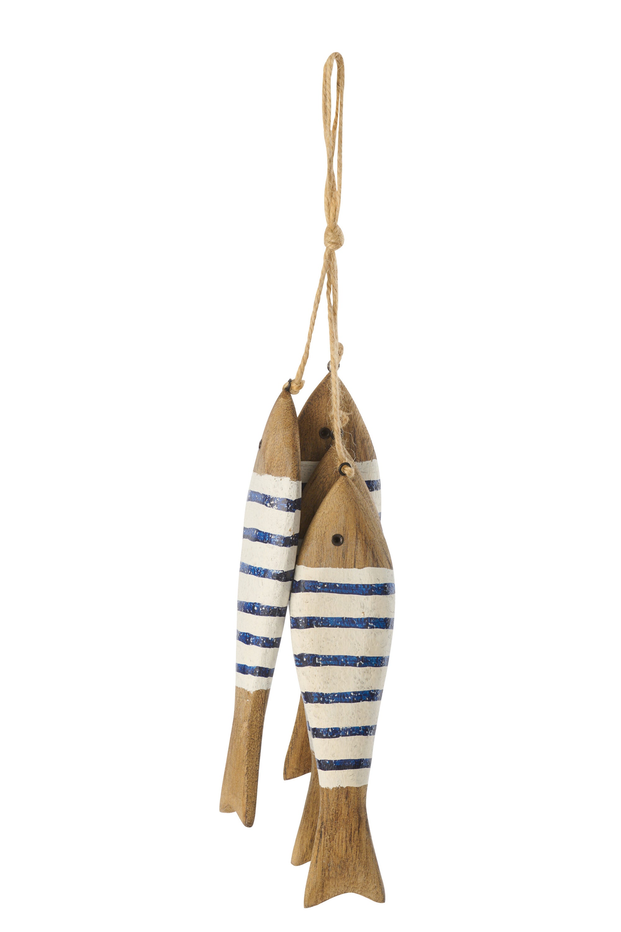 Hanger 4 Vissen Paulowniahout Blauw/Wit Large - (64654)