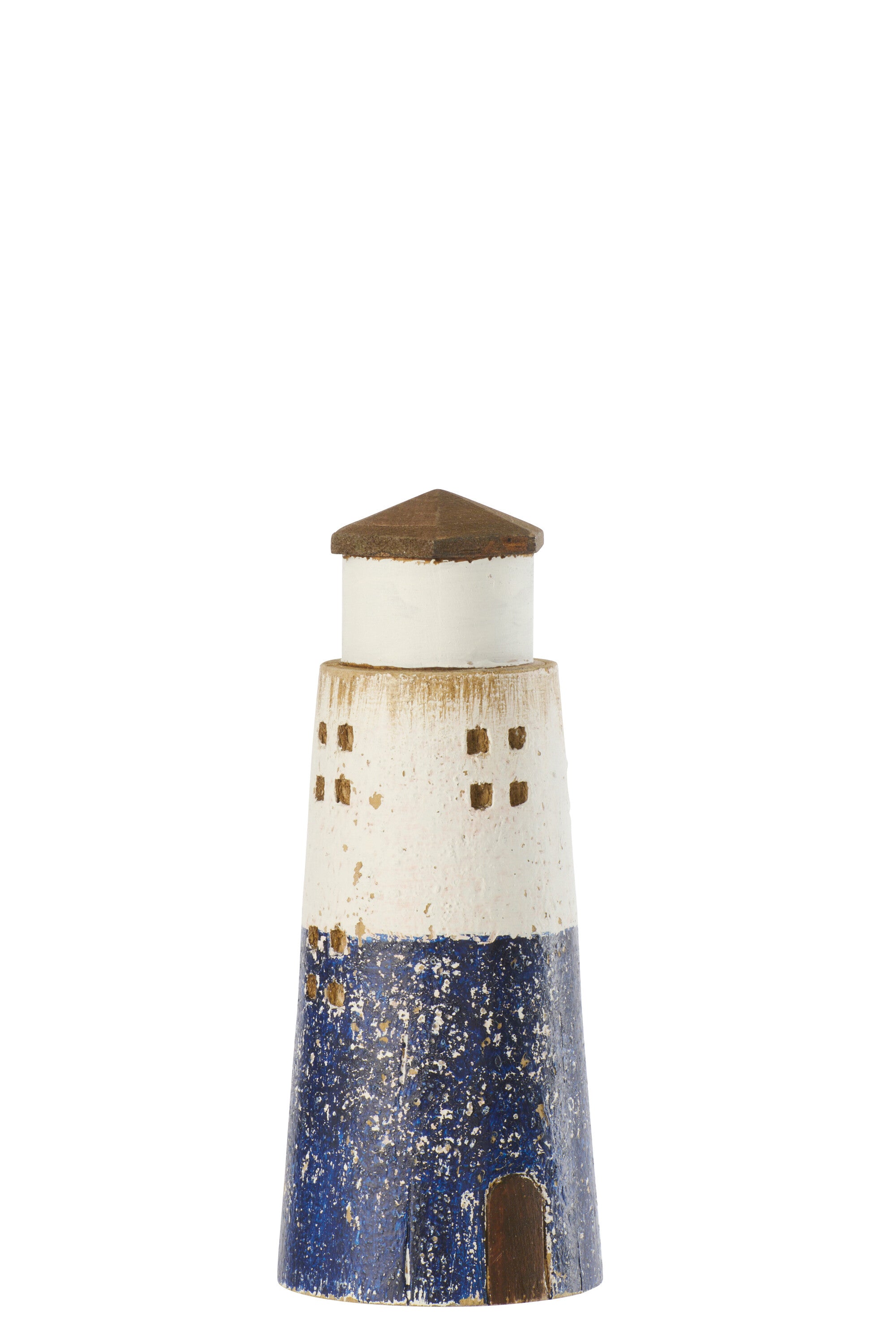 Vuurtoren Paulowniahout Blauw/Wit Small - (64662)