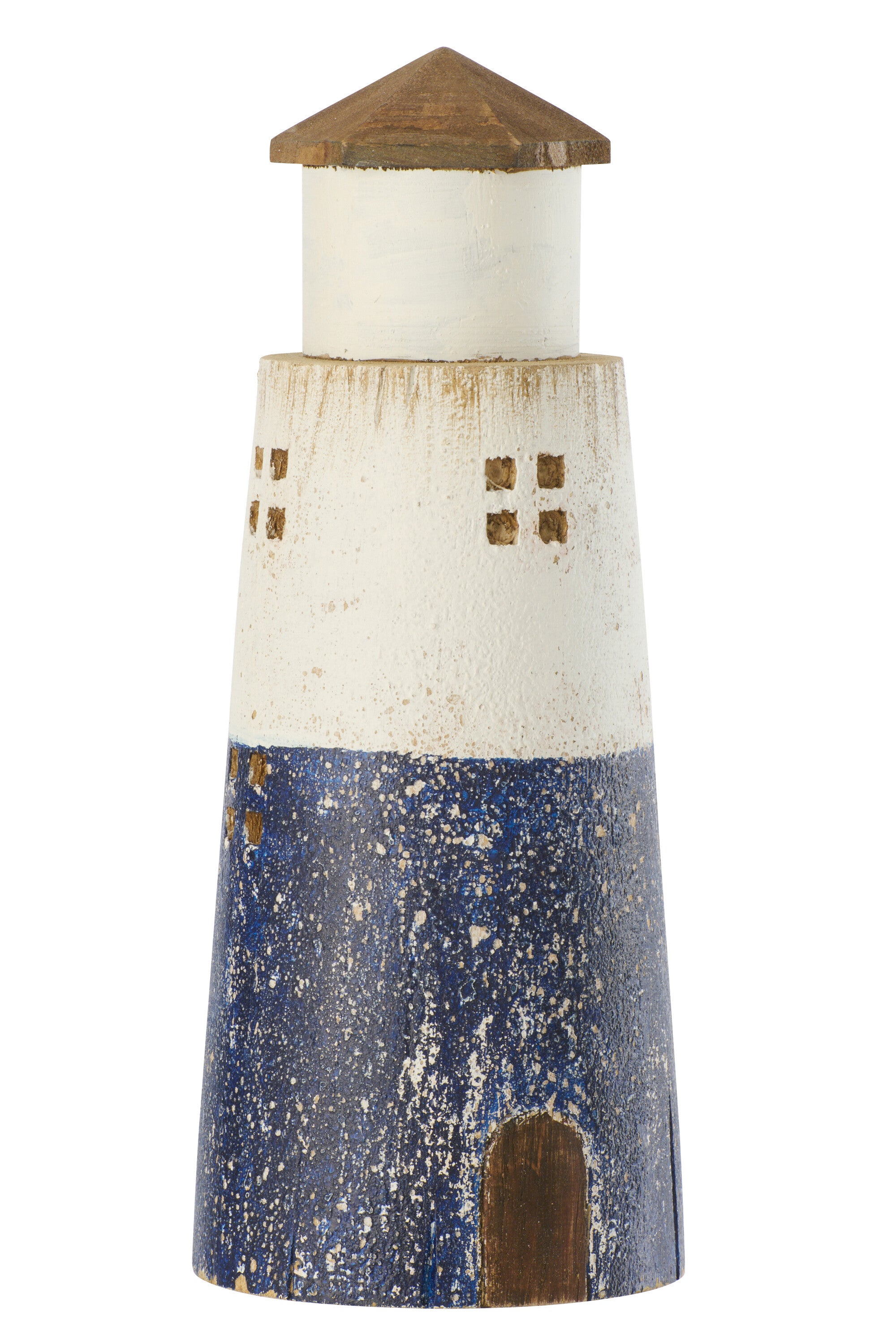 Vuurtoren Paulowniahout Blauw/Wit Large - (64663)