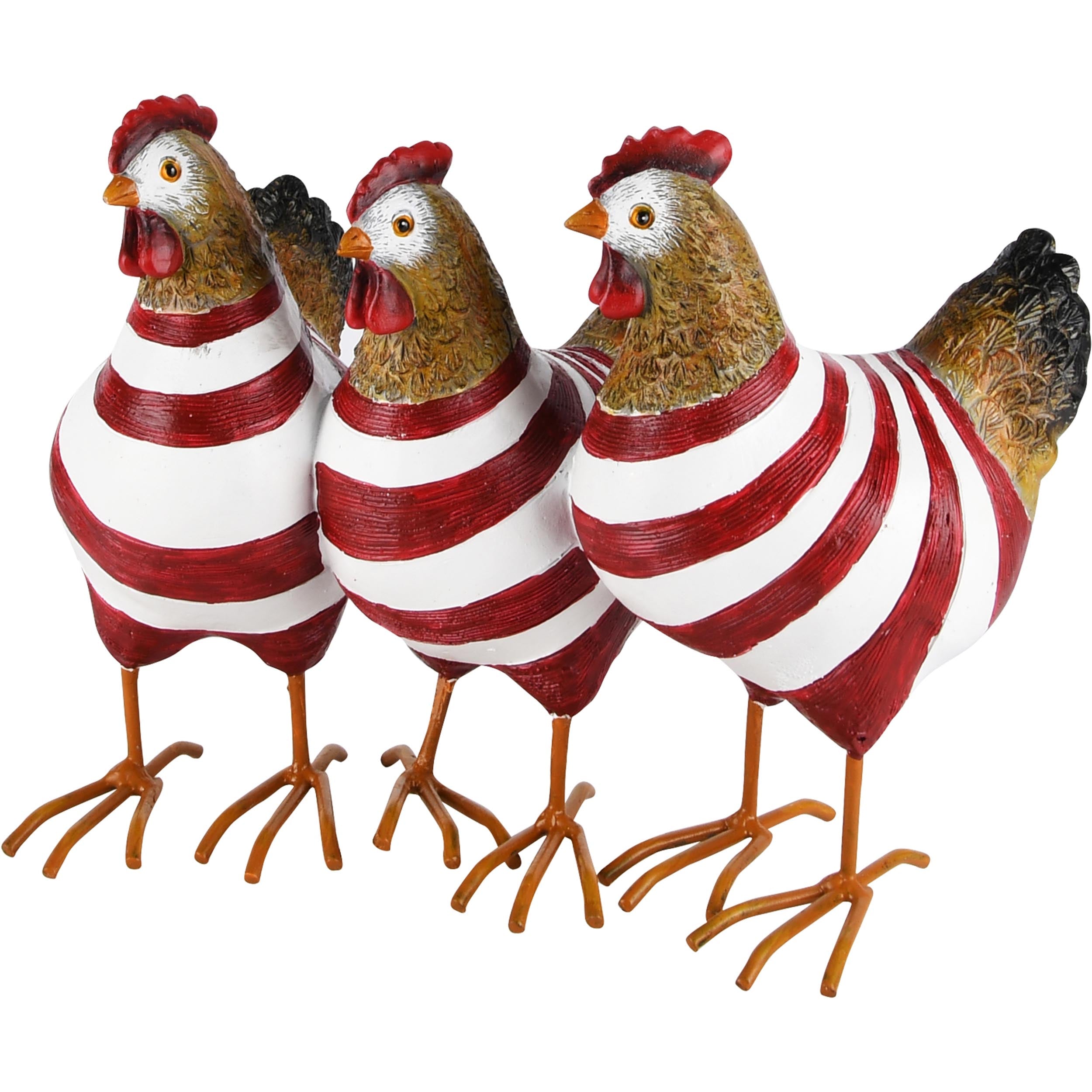 Trio de poules rayé rouge- (Dt-230145A)