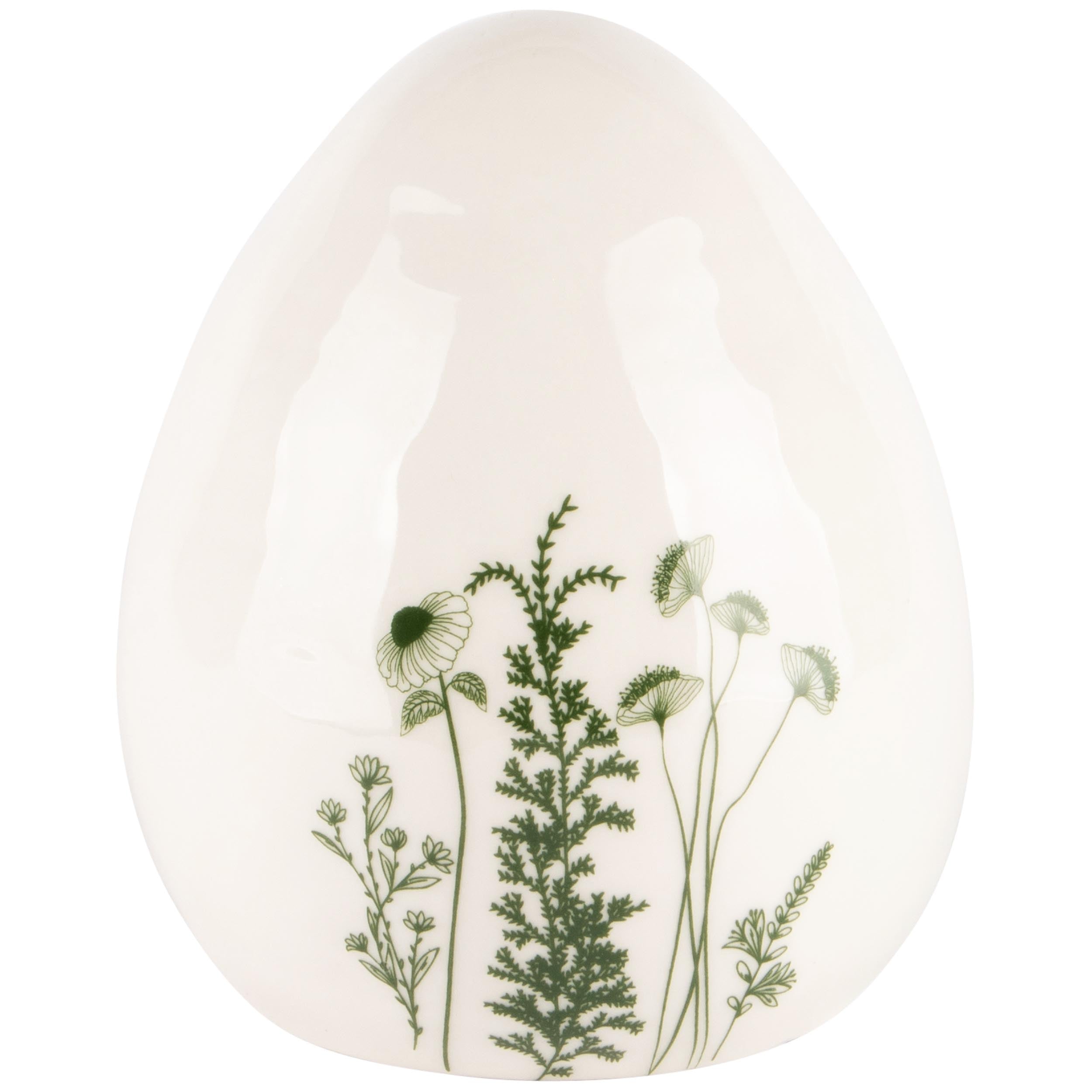 Deco Egg With Flowers White/Green- (Dt-240034A)