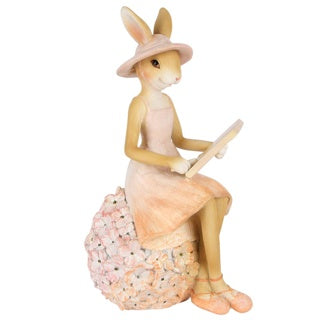 Bunny Zittend Boek Peach- (DT-250506)