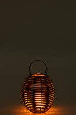 Lantern Woven Led Plastic Natural Medium