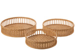 Set of 3 Plates Round Bamboo Natural