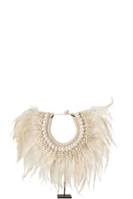 Necklace+Standle Dora Shells/Feathers White Small