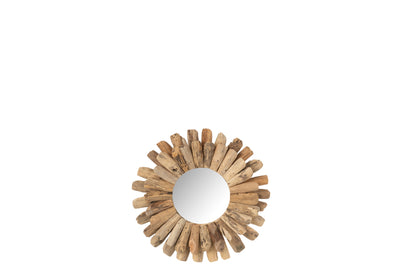 Mirror Round Driftwood Natural Small