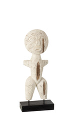 Figuur Primitief Albasia Hout Wit Small