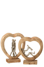 Figure Couple Mango-wood/Aluminium Naturel/Blanc