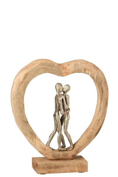 Figure Couple Mango-wood/Aluminium Naturel/Blanc