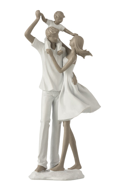 Couple With Child On Shoulders Poly White/Taupe