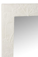 Mirror Rectangular Relief Flower Resin White Large