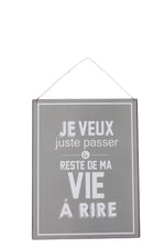 Placard Life/Vie Anglais/Français Métal Gris/Blanc - (12146)