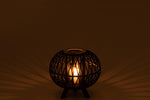 Lantern Globe On Foot Bamboo Black/Natural Small