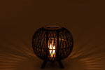 Laterne Globe On Foot Bamboo Schwarz/Natural Medium