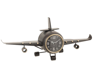 Clock Airplane With Ant Grey/Gold