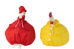 Chicken Raincoat Ceramic Red/Yellow Large Assortment Of 2