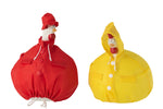 Chicken Raincoat Ceramic Red/Yellow Large Assortment Of 2