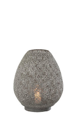 Tea-light holder Oriental Egg Form Metal Grey Large