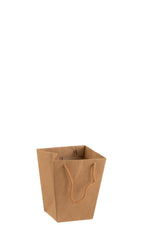 Flower Pot Bag with Ribbon Waterproof Paper Brown Small
