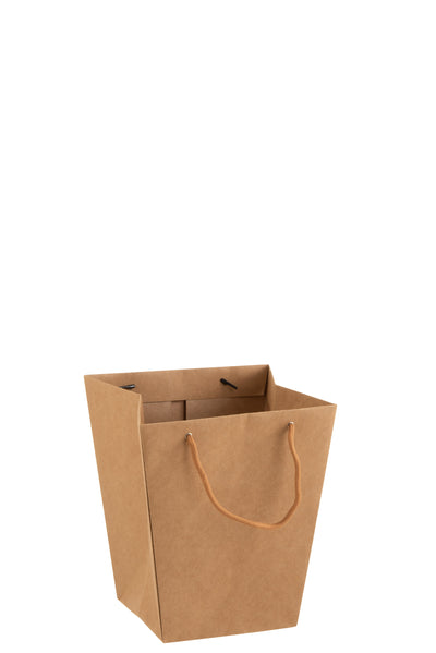 Flower Pot Bag with Ribbon Waterproof Paper Brown Large