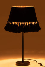 Table Lamp Eve Conical Velvet Cotton Black - (15705)