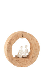 Figure Couple Seat Mango Wood/Aluminium Natural/White - (15805)