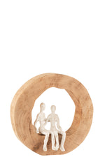 Figur Paarsitz Mangoholz/Aluminium Natur/Weiß