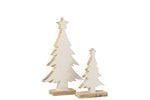 Arbre de Noël en bois de mangue blanc/blanc lavable petit - (15904)
