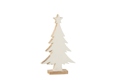 Arbre de Noël en bois de mangue blanc/blanc lavable Grand