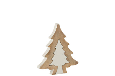 Christmas Tree Puzzle Mango Wood White/White Wash Medium