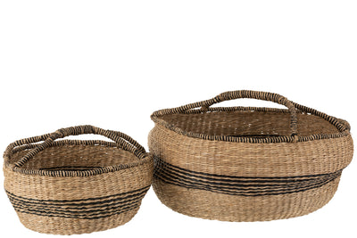 S/2 Baskets Round Seagrass Nature - (1601)