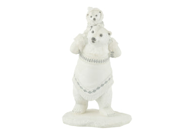 Eisbär+Bär auf Schulter Poly Weiß/Grau