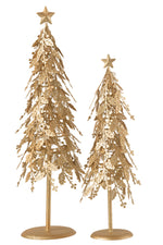 Piédestal arbre de Noël feuilles métal or grand - (17290)