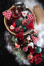 Boîte de 4 boules de Noël en verre pailleté mat rouge moyen - (17422)