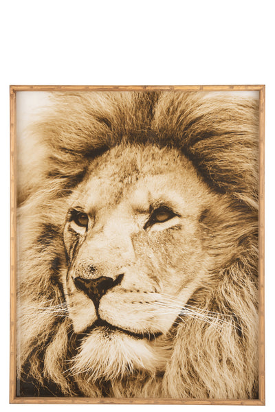 Décoration murale Lion bois/verre brun