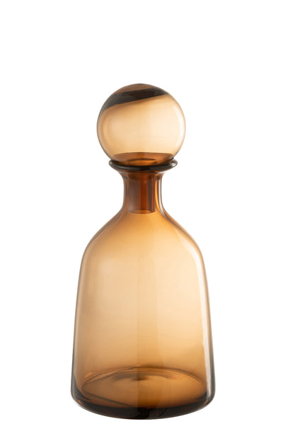 Bottle+Stop Plain Decorative Low Glass Brown Small